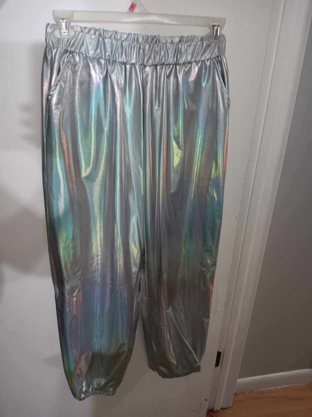 Holographic Silver Jogger Pants